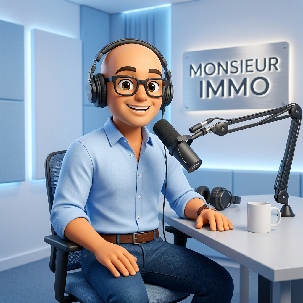 Monsieur Immo enregistre un épisode de podcast au micro