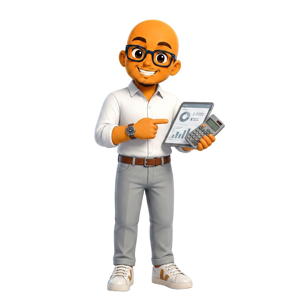 Monsieur Immo présente une estimation sur sa tablette